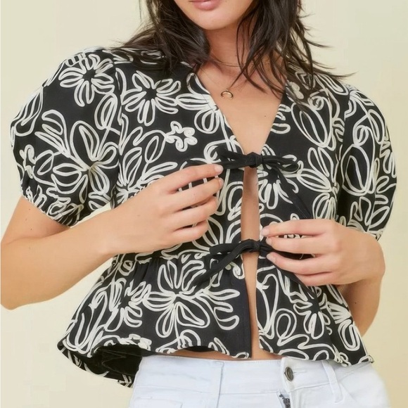 Shannel’s Closet Tops - Denim Embroidered Crop Top